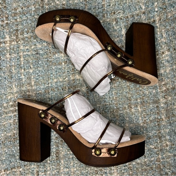 Californians Delilah Studded Retro Platform Heels in Clear/Bronze - Picture 9 of 10